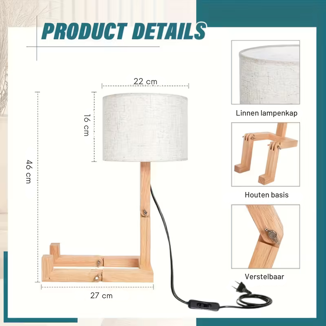 Moderne Houten Bureaulamp