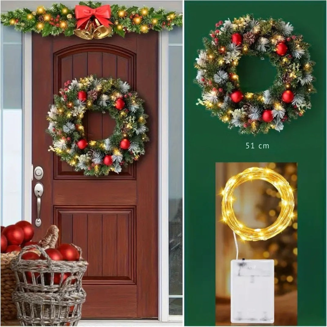 Kerstkrans met LED - 50 lampjes, 50 cm diameter