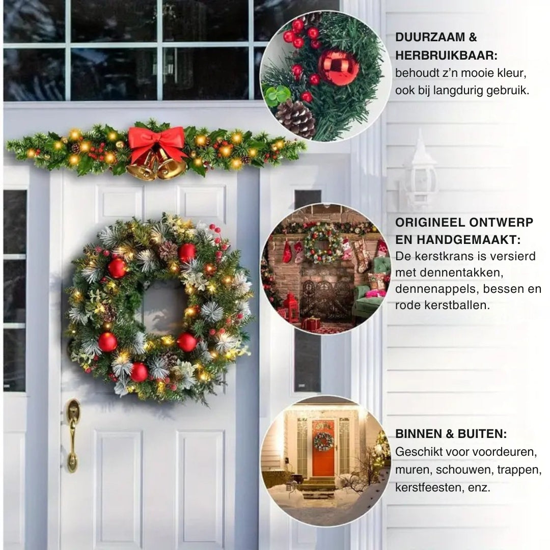 Kerstkrans met LED - 50 lampjes, 50 cm diameter