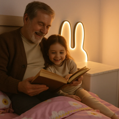 SnuffiLight — Handgemaakte Konijn LED Nachtlamp voor Kinderkamer