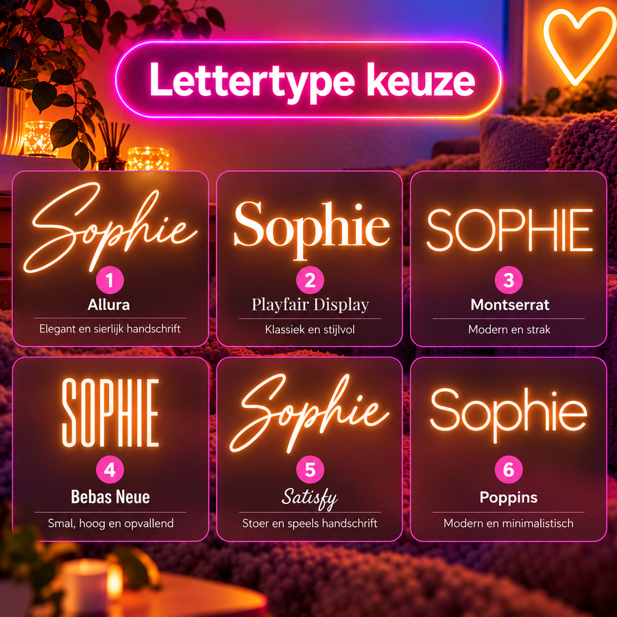 Overzicht van de lettertypes — klik op een lettertype om het te kiezen