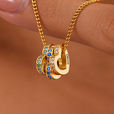 HeartStone – Ketting met Geboortesteen Hartjes en Naam | 1 tot 8 Hartjes, Goudkleurig