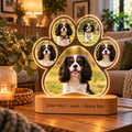 MemoraPaw – Pootjeslamp met 5 Foto's van je Huisdier | Acryl op Houten Led-voet met Eigen Tekst