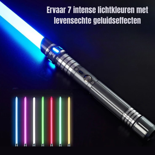 NeoBlade Elite – Metalen RGB Lichtzwaard met Geluid & Dubbelstand