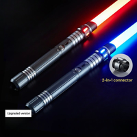 NeoBlade Elite metalen lichtzwaard close-up handvat — RGB-knop en oplaadbare lightsaber-replica