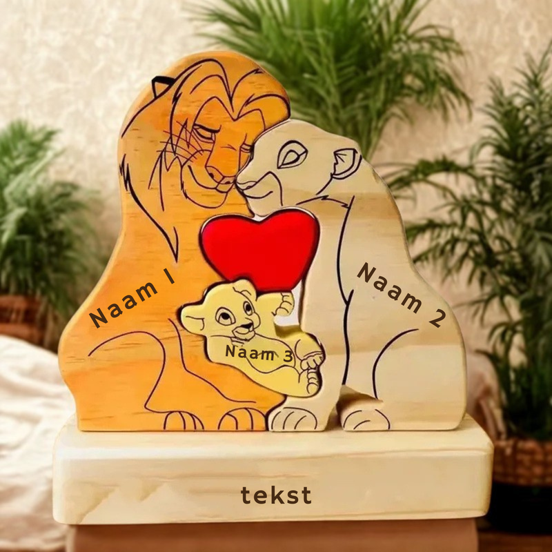 Het Trotse Nest gepersonaliseerde leeuwenfamilie puzzel