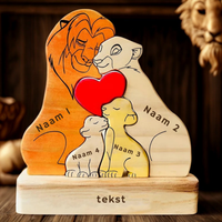 Het Trotse Nest – Gepersonaliseerde Houten Leeuwenfamilie Puzzel met Namen