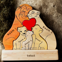 Het Trotse Nest – Gepersonaliseerde Houten Leeuwenfamilie Puzzel met Namen