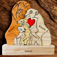 Het Trotse Nest – Gepersonaliseerde Houten Leeuwenfamilie Puzzel met Namen