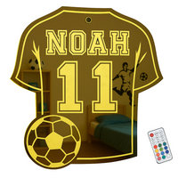 FootaGlow voetbalshirt-lamp Noah 11 geel met meegeleverde afstandsbediening voor 12 kleuren en 366 lichteffecten