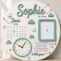 Gepersonaliseerd Houten Geboortebord – Sterren & Wolken Design
