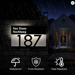 LumiAdres Solar LED Naambord – Gepersonaliseerde Verlichte Huisnummerplaat