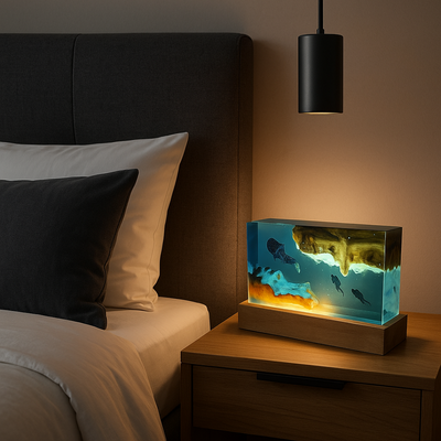 LumaReef Handgemaakte Onderwaterlamp — Walvishaai & Duikers Sfeerlamp