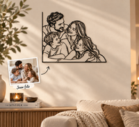 MemoraLine – Gepersonaliseerd Familieportret in Metaal | Lijnkunst Wanddecoratie naar Eigen Foto, 30 / 45 / 55 / 65 cm