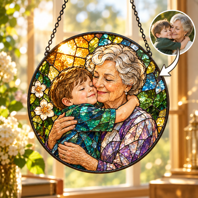 SunGlow – Gepersonaliseerde Zonnevanger met Eigen Foto | Glas-in-lood Look voor aan het Raam, 15 / 20 / 25 / 30 cm