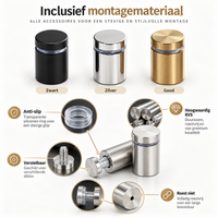 Inclusief montagemateriaal: afstandhouders in zwart, zilver of goud voor de LumiSpot