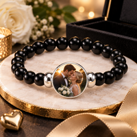 MemoraBead armband met een trouwfoto onder het glazen cabochon