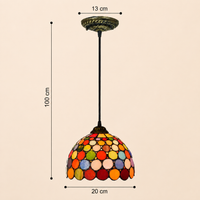 Handgemaakte Tiffany hanglamp 20 cm met bronskleurig beslag en verstelbaar snoer