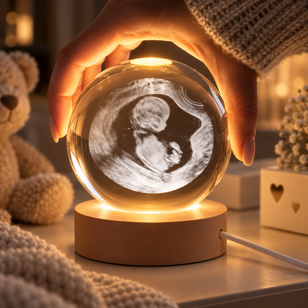 Kristallen fotobol als gedenkcadeau met foto van een dierbare