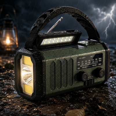 Lifeline Noodradio 10.000 mAh Powerbank - Zonne-energie, Handslinger en SOS-alarm