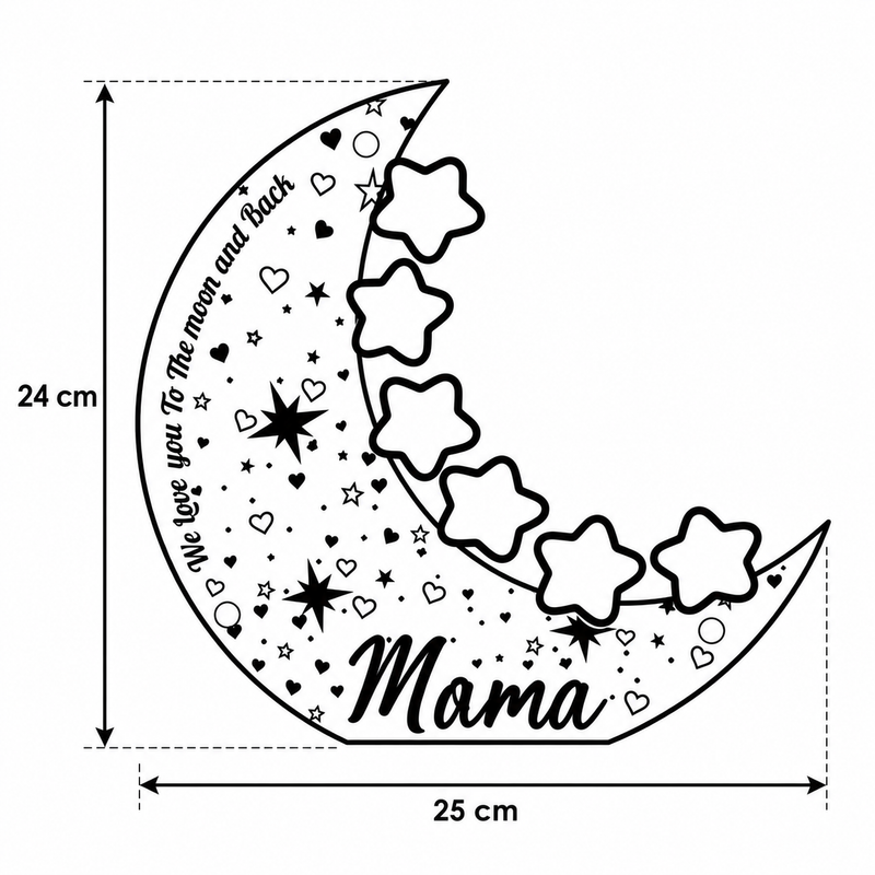MoonGlow – Maanlamp met Namen in Sterren | Gepersonaliseerd Cadeau voor Mama & Oma detail