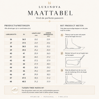 Maattabel van de gepersonaliseerde sneakers: EU-maat en voetlengte in centimeters