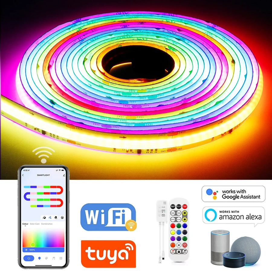Luxinova RGBIC COB LED Strip - Smart WiFi Verlichting met Tuya App (12V)