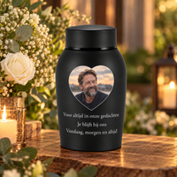 MemoraUrn – Gepersonaliseerde Foto-Urn van RVS met Naam & Tekst | Mini Urn voor Mens & Huisdier