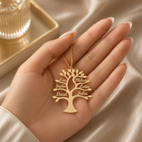 Gepersonaliseerde Levensboom Ketting met Namen – Familieboom Naamketting