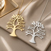 Gepersonaliseerde Levensboom Ketting met Namen – Familieboom Naamketting