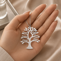 Gepersonaliseerde Levensboom Ketting met Namen – Familieboom Naamketting