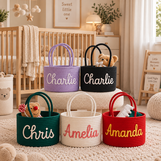 NameBasket – Gepersonaliseerd Mandje met Naam | Kraamcadeau & Kinderkamer, 7 Kleuren