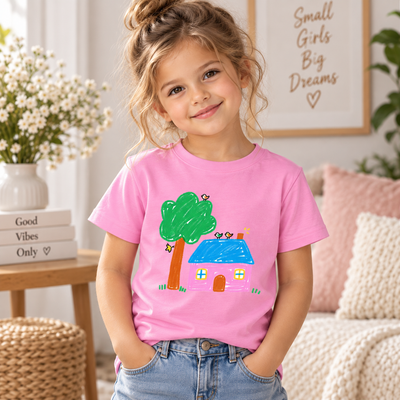 Kinder T-shirt met eigen tekening in de kleur Roze