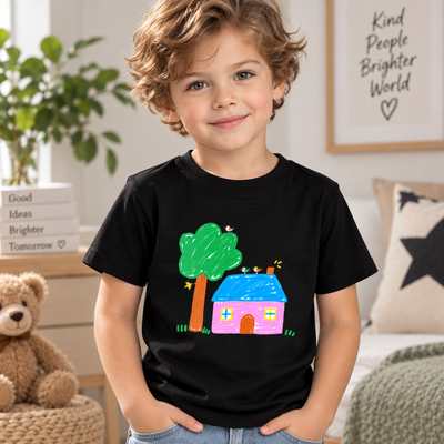 Kinder T-shirt met eigen tekening in de kleur Zwart