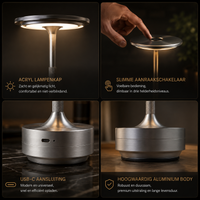 Aluminium Decoratieve LED Tafellamp - Traploos Dimbaar Oplaadbaar Retro Touch Bureaulamp