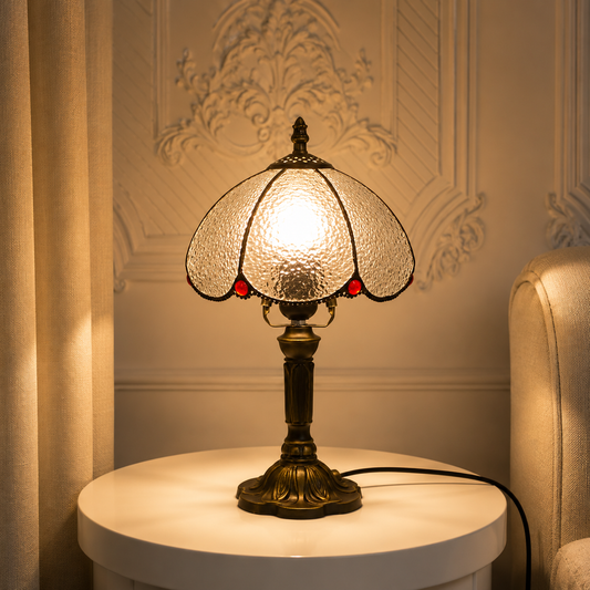 Tiffany Tafellamp Clearbrook – Handgemaakte Glas-in-Lood Sfeerlamp | Vintage Bureaulamp