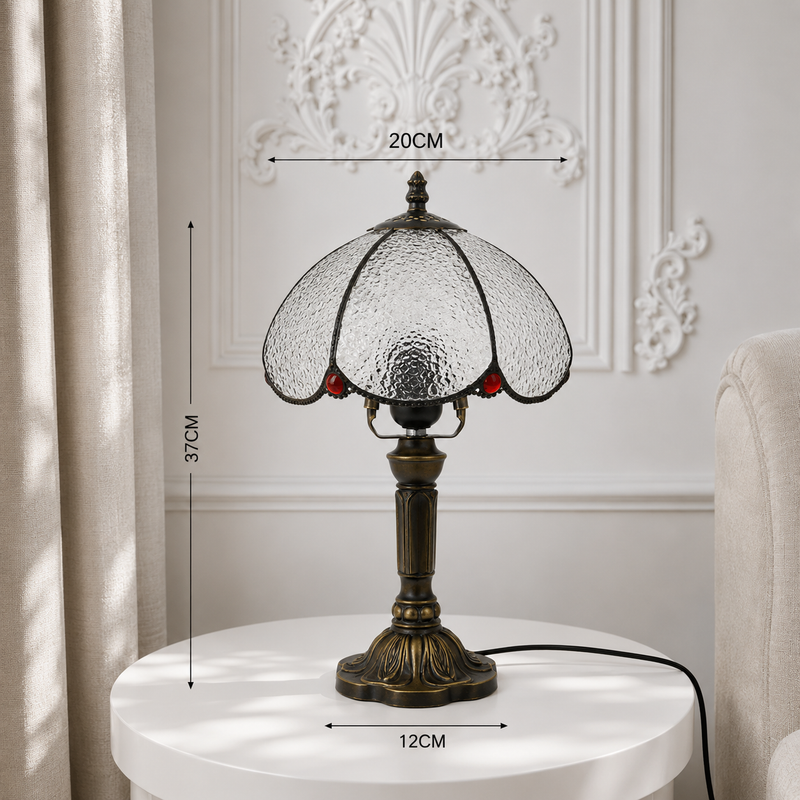 Tiffany Tafellamp Clearbrook – Handgemaakte Glas-in-Lood Sfeerlamp | Vintage Bureaulamp detail