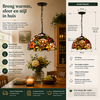 Tiffany Hanglamp Bloesem 30 cm – Handgemaakte Glas-in-Lood Hanglamp