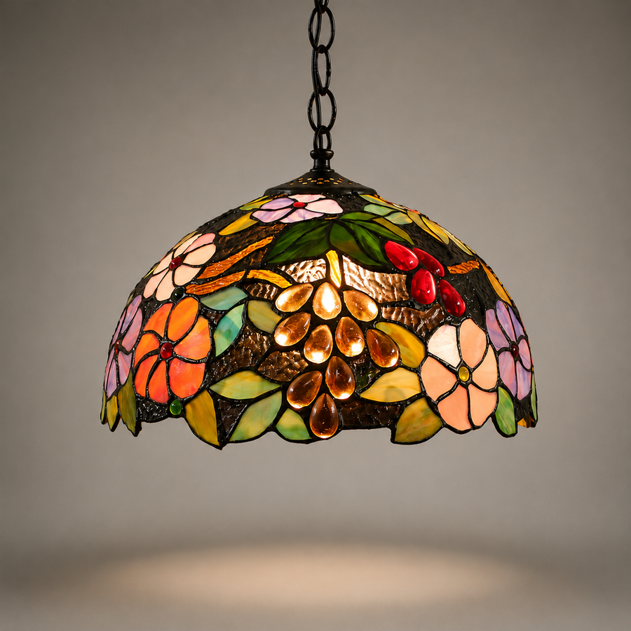 Tiffany Hanglamp Bloesem 30 cm – Handgemaakte Glas-in-Lood Hanglamp