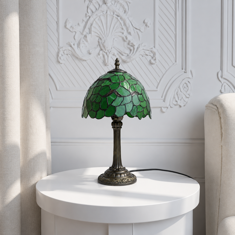 Tiffany Tafellamp Bloomsbury – Handgemaakte Glas-in-Lood Sfeerlamp | Vintage Bureaulamp detail