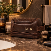TravelCase toilettas donkerbruin met twee initialen
